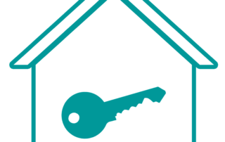 graphic design of key inside house